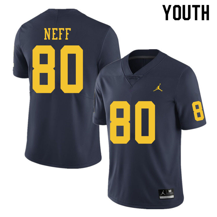 Youth #80 Hunter Neff Michigan Wolverines College Football Jerseys Sale-Navy